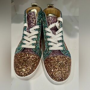 Louboutin Bip Bip Orlato Glitter Shoes Size 38.5